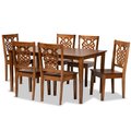 Baxton Studio Luisa Modern and Contemporary Transitional Walnut Brown Finished Wood 7-Piece Dining Set 178-11383-10520-Zoro